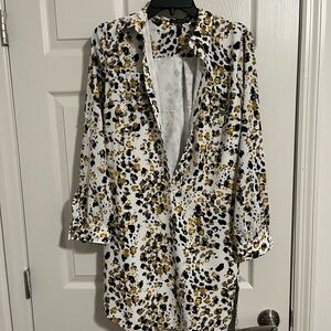 The Limited White and Gold Leopard Print Mini Dress